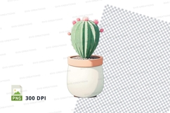 3d cactus plant in white pot clipart png Product Image 1