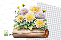 Floral bouquet on wooden log mockup Product Image 1