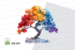 Colorful origami tree clipart png Product Image 1