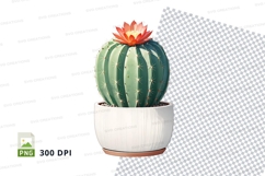 Clipart png of a cactus in a pot with a flower Product Image 1