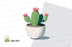 Cactus in polka dot pot clipart png Product Image 1