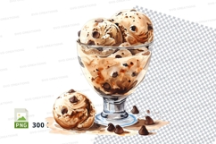 Ice cream scoops in glass with chocolate chips Product Image 1