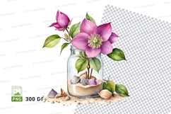 Watercolor flower in jar clipart png Product Image 1