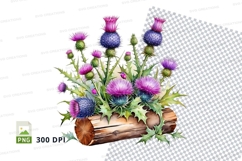 Thistle flower bouquet in wooden box mockup Product Image 1