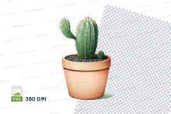 Clipart png of a cactus in a terracotta pot Product Image 1