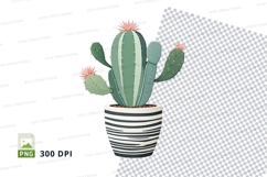Cactus in striped pot clipart png Product Image 1