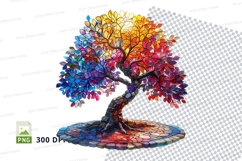 Stained glass tree clipart png Product Image 1
