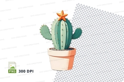 Illustrated cactus in pot clipart png Product Image 1