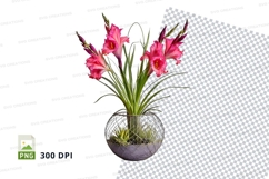 Pink gladiolus flowers in glass vase mockup Product Image 1