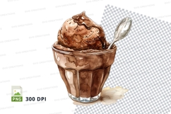 Chocolate ice cream in glass cup clipart png Product Image 1