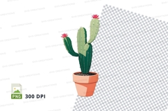 Clipart png of a potted cactus with flowers Product Image 1