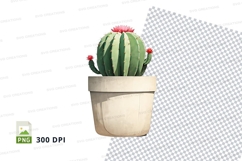3d rendered cactus in pot clipart png Product Image 1