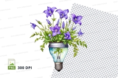 Creative light bulb with purple flowers clipart png Product Image 1