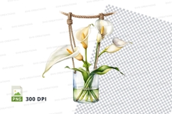 Hanging calla lily bouquet in vase clipart png Product Image 1