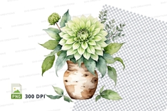 Watercolor floral bouquet in vase clipart png Product Image 1