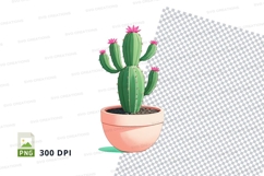 Cactus in pink pot clipart png Product Image 1