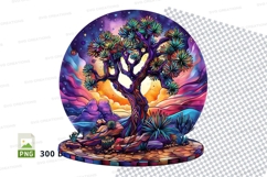 Round wall clock mockup with desert tree illustration Product Image 1