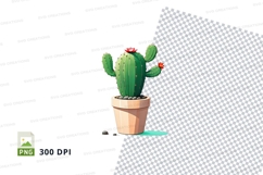 Clipart png of a potted cactus with flowers Product Image 1