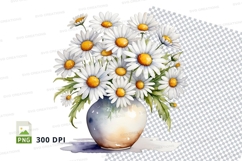White daisy flower bouquet in vase clipart png Product Image 1