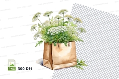 Brown paper bag mockup with white flowers Product Image 1