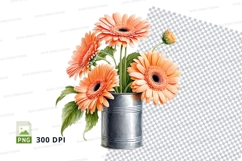 Orange gerbera daisies in metal bucket mockup Product Image 1