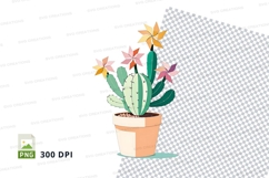 Illustrated cactus in pot clipart png Product Image 1