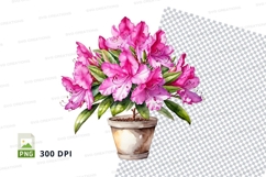 Pink azalea flower pot clipart png Product Image 1