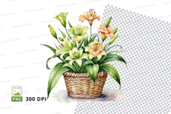 Flower bouquet in basket clipart png Product Image 1