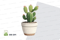 Cactus in white pot clipart png Product Image 1