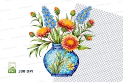 Flower bouquet in blue vase clipart png Product Image 1