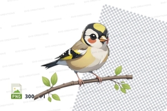 Clipart png of a yellow and black bird on a branch Product Image 1