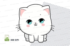 Illustrated white kitten clipart png Product Image 1