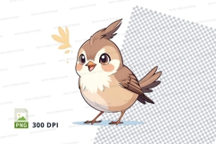 Cute sparrow bird clipart png Product Image 1