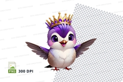 Cartoon bird with crown clipart png Product Image 1