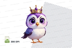 Cartoon owl with crown clipart png Product Image 1