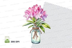 Watercolor bouquet in glass jar png Product Image 1