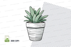 Clipart png of a succulent plant in a white pot Product Image 1
