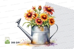 Watering can with flowers clipart png Product Image 1