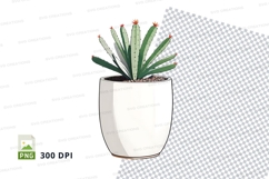 Cactus in white pot clipart png Product Image 1