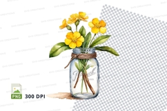 Yellow flowers in mason jar clipart png Product Image 1