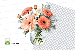 Floral bouquet in vase clipart png Product Image 1