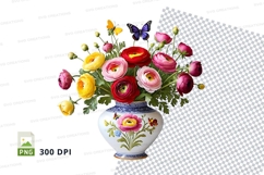 Floral bouquet in vase clipart png Product Image 1