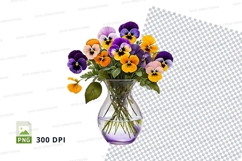 Clipart png of a bouquet of flowers in a vase Product Image 1