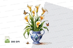 Floral bouquet in blue vase clipart png Product Image 1