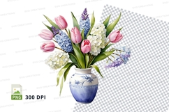 Floral bouquet in vase clipart png Product Image 1