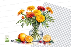 Clipart illustration of bouquet of flowers in a vase with or Product Image 1