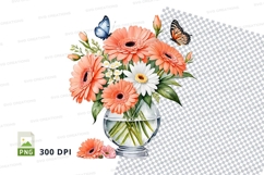 Floral bouquet in vase clipart png Product Image 1