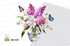Floral bouquet with butterflies clipart png Product Image 1
