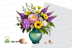 Flower bouquet in vase clipart png Product Image 1