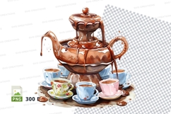 Chocolate teapot with cups clipart png Product Image 1